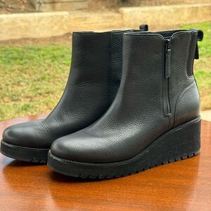 Cole Haan Black Leather Wedge Ankle Boots